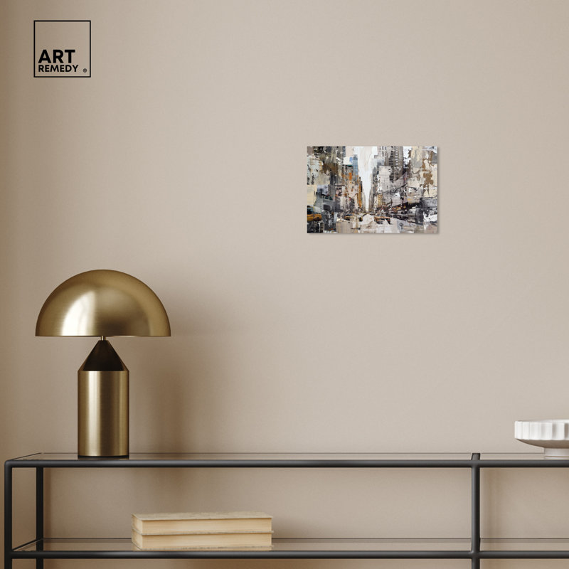 «In The City Minimalist Collage Style», art mural par Art Remedy, Toile tendue, H 15 po x l 10 po