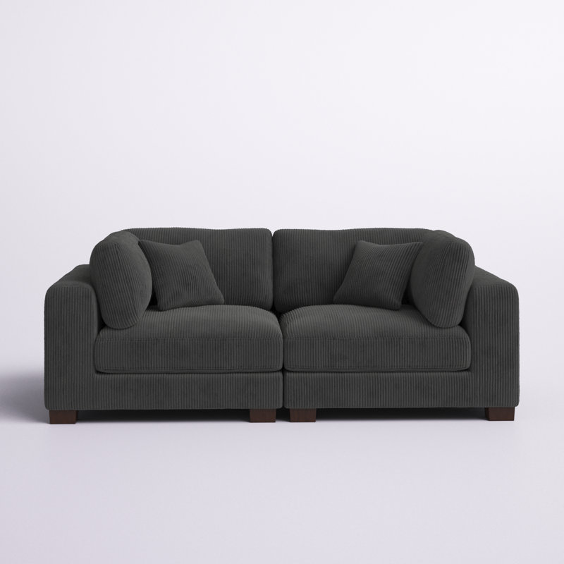 Annalissa 80'' Corduroy Loveseat, Dark Gray