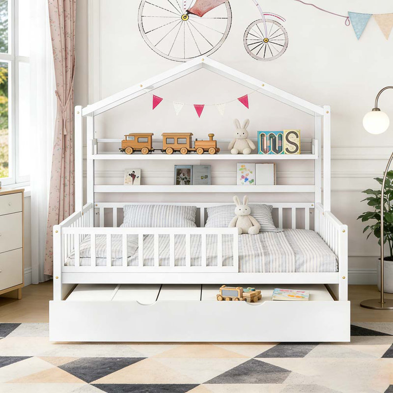 Lit simple en bois avec lit gigogne, Simple