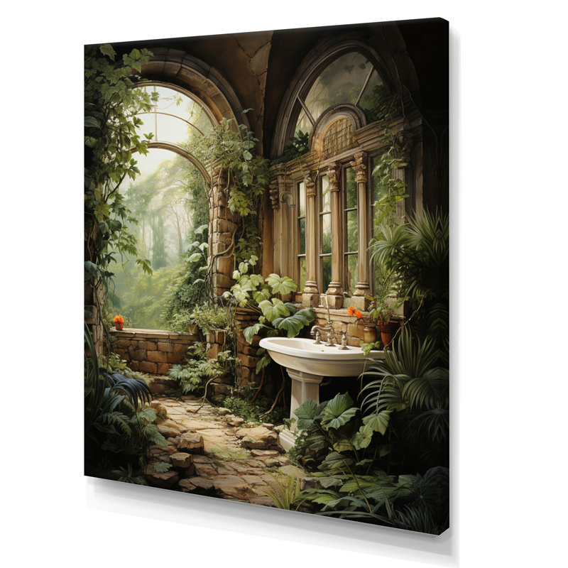Corenzo Bathroom Natures Retreat I - Art mural encadré pour salle de bain, Toile tendue, H 20 po x l 12 po x P 1 po