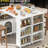 White Kitchen Island With Led Lights, Power Outlets, Spacious Storage Compartment Medium Width Lights - Outlet, Fluted Glass Door, Cabinet,-1694430396