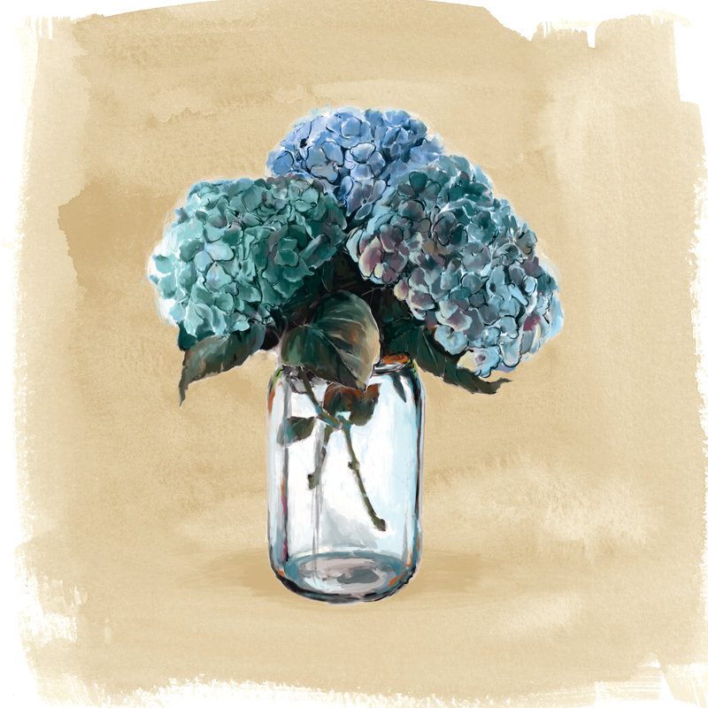 Hydrangeas Jar - Wrapped Canvas Painting, 76cm H x 76cm W x 3.8cm D