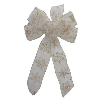 14'' Fabric Snowflakes Bow