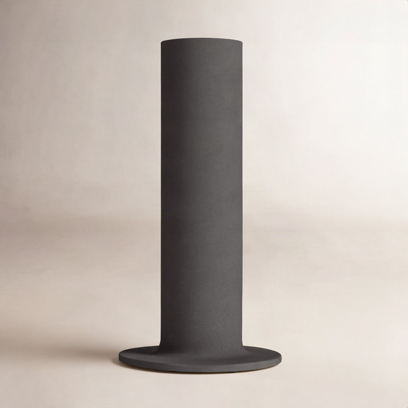 Flange Ceramic Table Vase, Black, 12" H x 6" W x 6" D