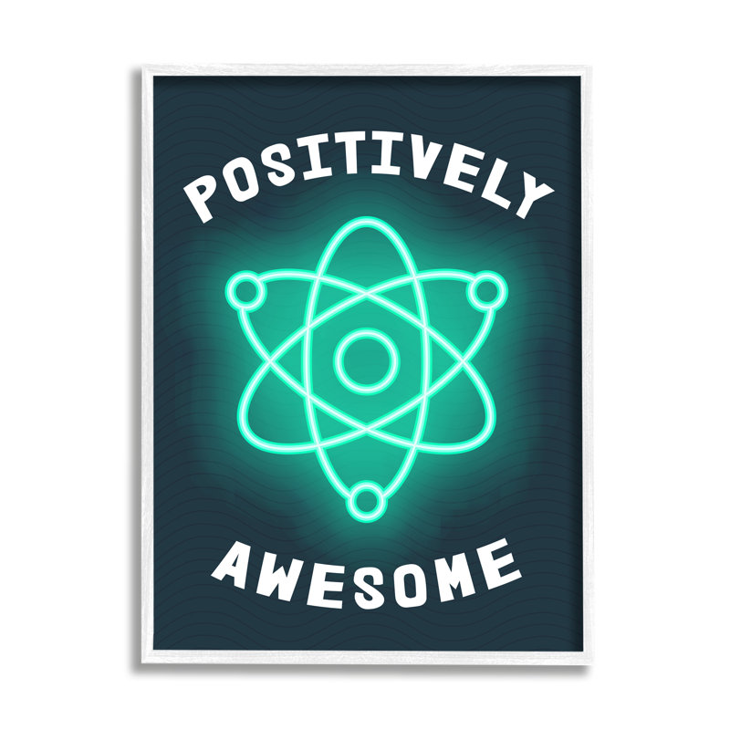 Jeu de mots «Positactive Awesome», H 14 po x l 11 po, Giclée encadrée blanc bord de mer