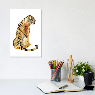 Sitting Tiger I 1 Piece Wrapped Canvas Wall Art
