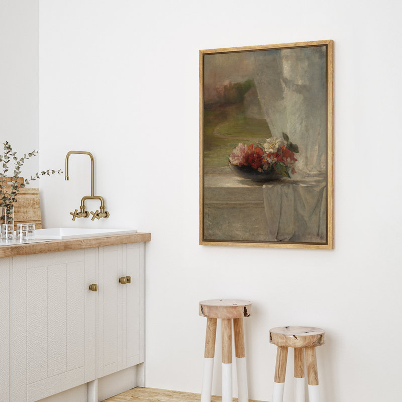 Reproduction d'art sur toile encadrée - œuvre d'art botanique florale rétro pour le décor du salon, H 36 po x l 24 po