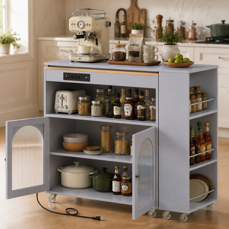 Îlot de cuisine en bois, Gris