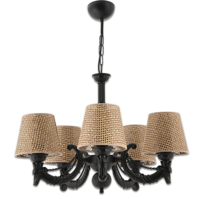 Lustre classique / traditionnel 5 lumières, Noir, Brun