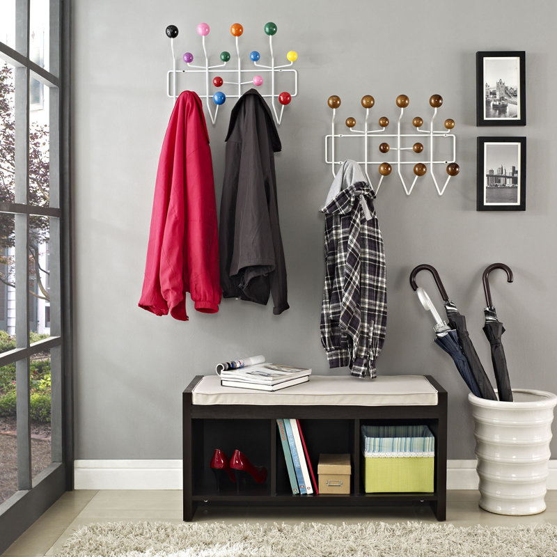 Modway Gumball Caramel Wood and Iron Wall-Mounted Coat Rack