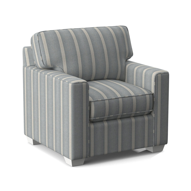 Easton Chair, Green and Blue Stripe; 0252-54, Frost White Finish