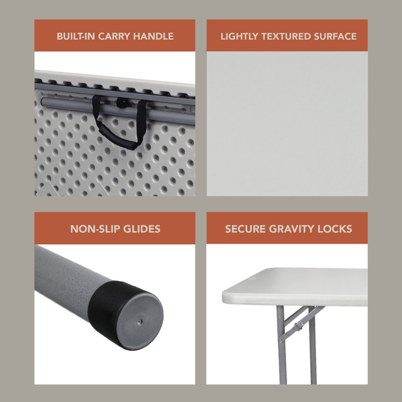 Demi-table pliante en plastique Frank, H 29,25 po x l 72 po x P 30 po