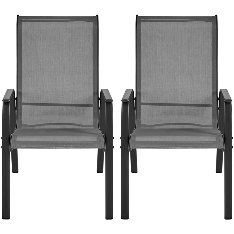 Stacking Patio Dining Armchair, Grey