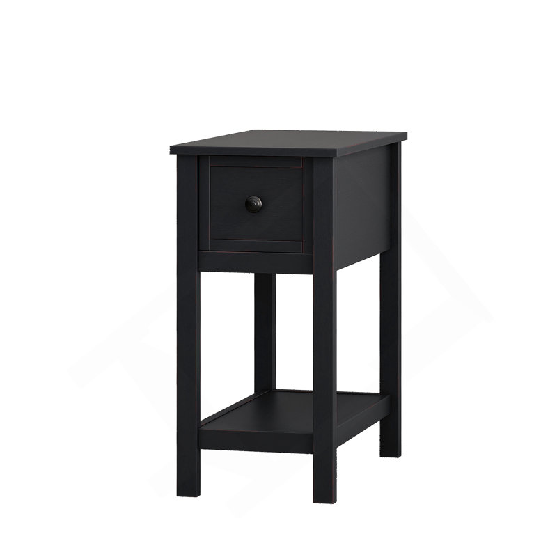 Nightstand With Open Shelf&Drawers