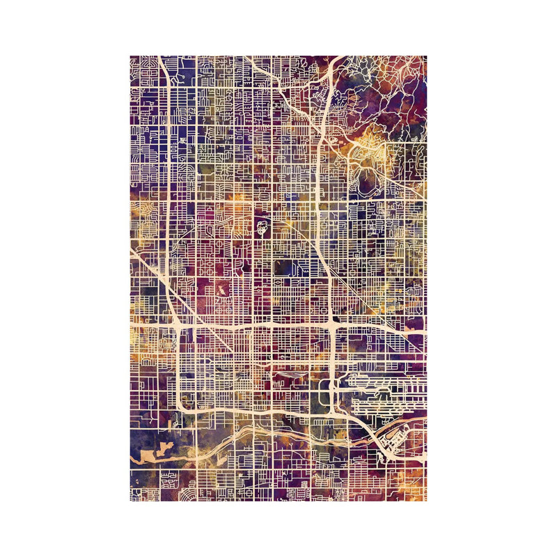 Phoenix Arizona City Map II by Michael Tompsett - Wrapped Canvas Gallery-Wrapped Canvas Giclée