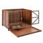 Cage pour chien en bois massif 43 po, chenil d'intérieur pliable avec mangeoire rotative, multi-utilité pour petits et moyens chiens, plateau coulissant portatif, design contemporain, style effet noyer teinté,-781714429