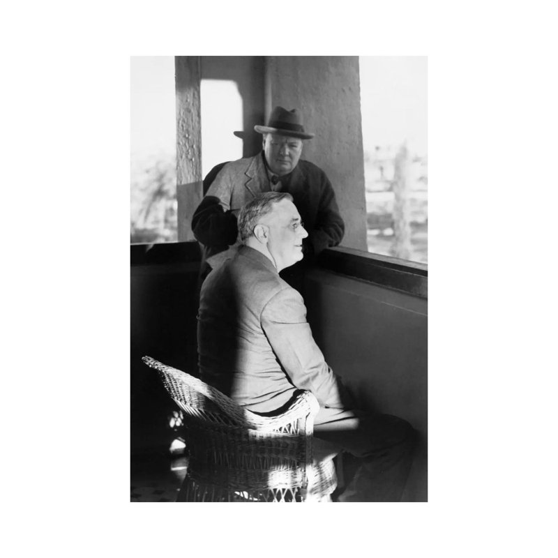Roosevelt And Churchill - Wrapped Canvas Print, 30.48cm H x 20.32cm W x 1.91cm D