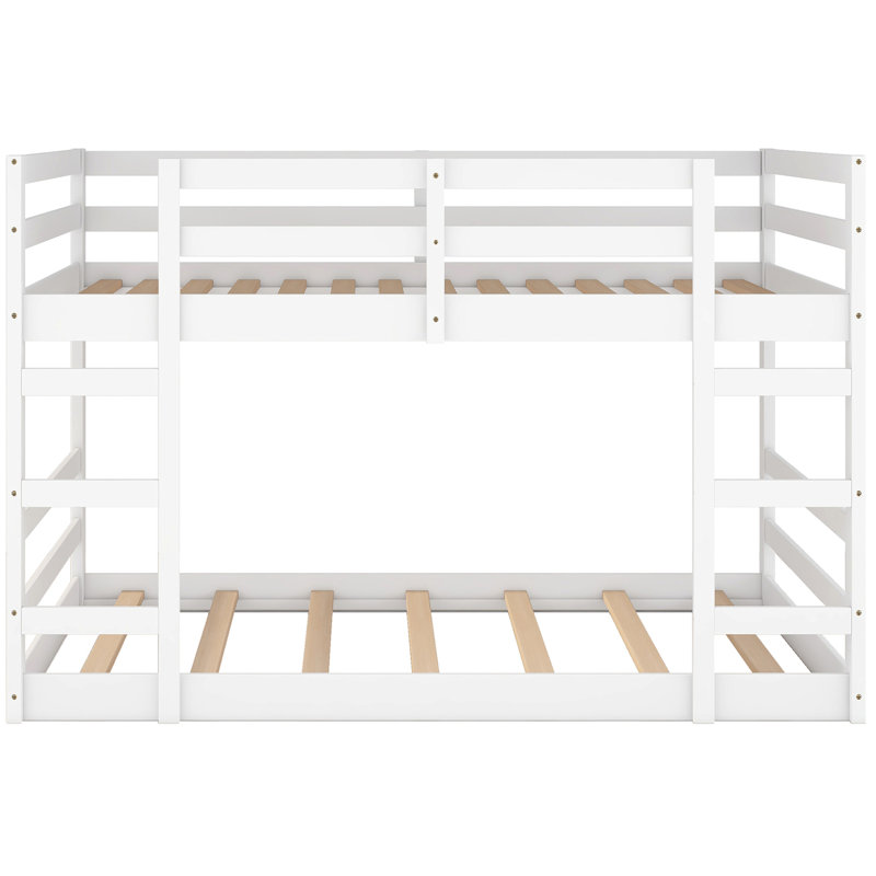 Lit double superposé au-dessus en blanc - fabriqué en bois massif et en bois de pin, Blanc
