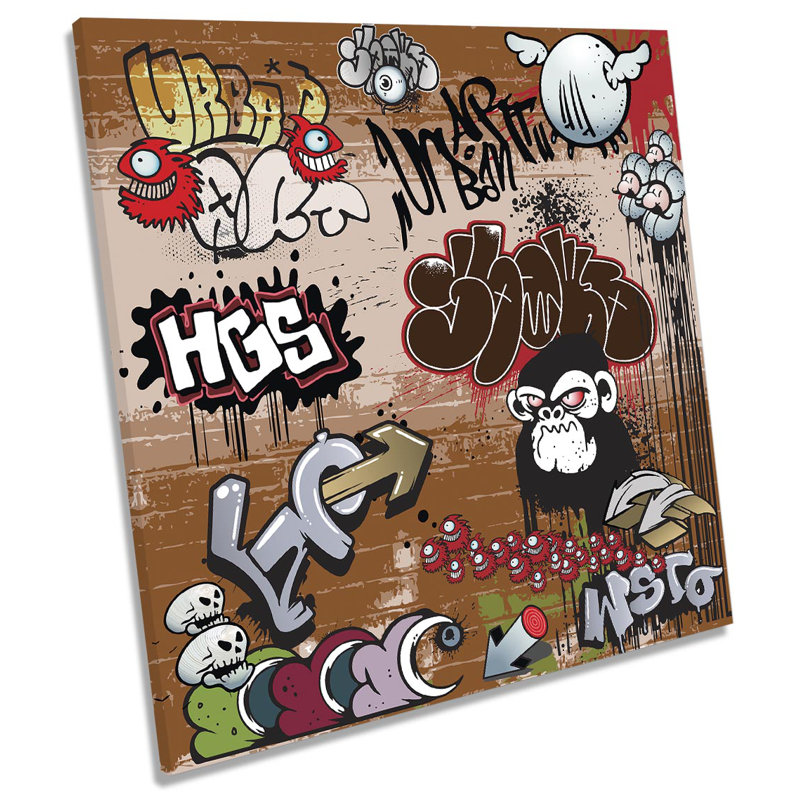 Z2277 Urban Graffiti Characters Picture - Wrapped Canvas Art Prints, 60cm H x 60cm W x 2cm D