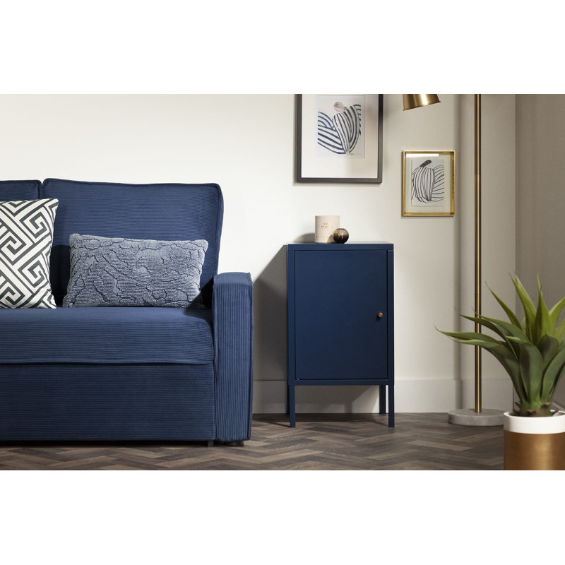 Dark Blue Metal Rectangular End Table with Storage