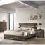 Grand lit contemporain contemporain de style plateforme avec finition brune, base de lit à profil bas, bois, conception sans sommier, pour la chambre à coucher-1457516042
