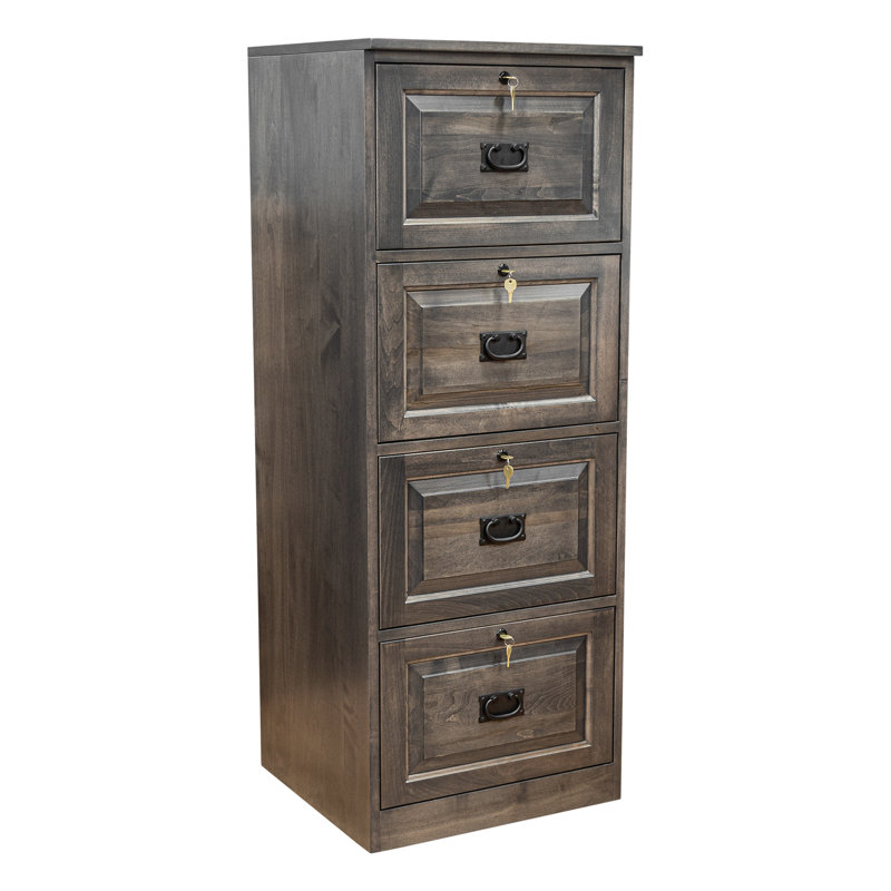 Dopkins 21'' Wide 4 -Drawer Solid Wood File Cabinet, Smoke Gray