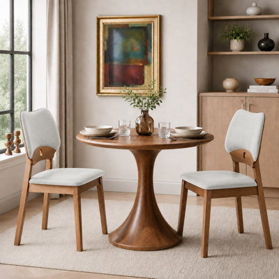 Chaises de salle à manger rembourrées modernes avec cadre en bois découpé incurvé (ensemble de 2)