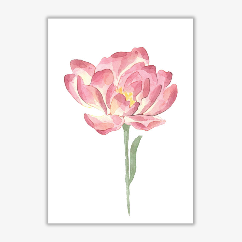 Watercolour Pink Flower - Painting, 60 cm H x 42 cm W x 1 cm D, No Frame