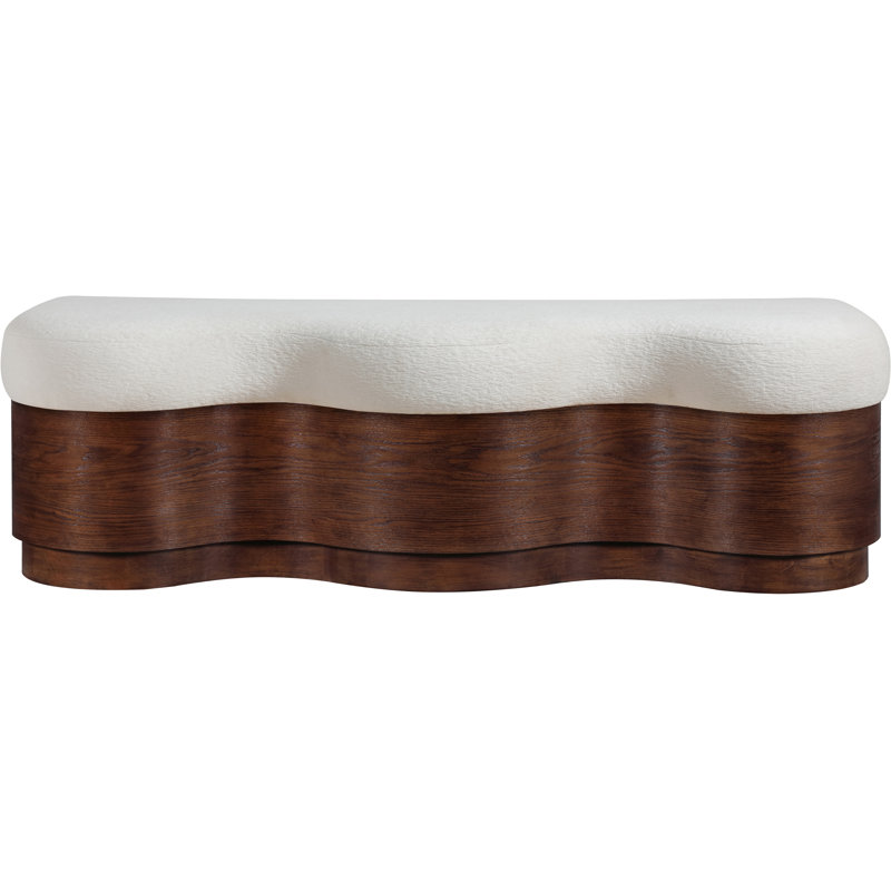 Banc en velours Savoy Mariaclara, Tissu velours crème, Brun