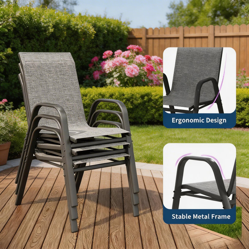 Stackable Dining Chairs , 300lb Capacity, All Weather, Navy