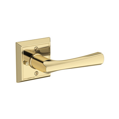 Wyndcliff Privacy Lever with Chamfered Square Rose in Lifetime (PVD) Polished Brass