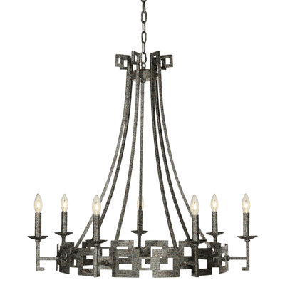 Palm Beach 7 - Light Candle Style Wagon Wheel Chandelier