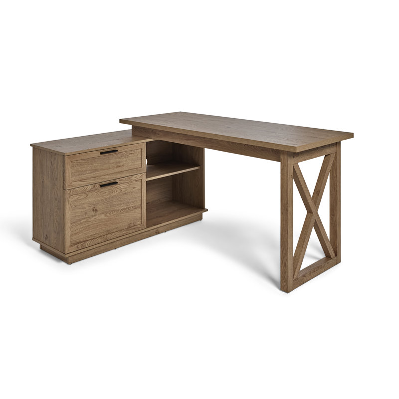 Bureau en L avec armoire de rangement 59,05 "CHALET, Chêne Montana
