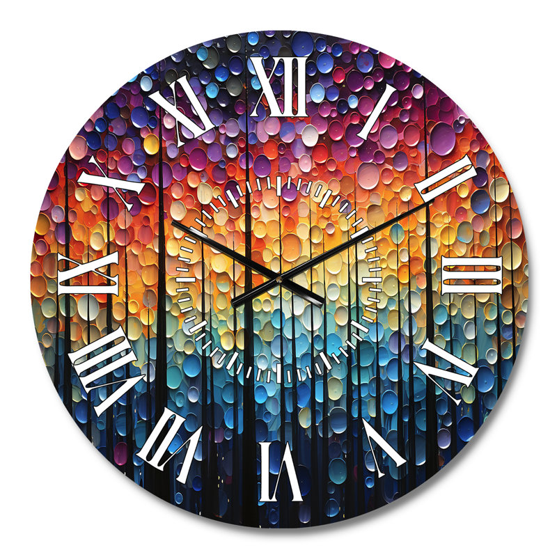 Horloge murale Hardedge Art Sublime Tree Symmetry II - Modern White Face, Médium