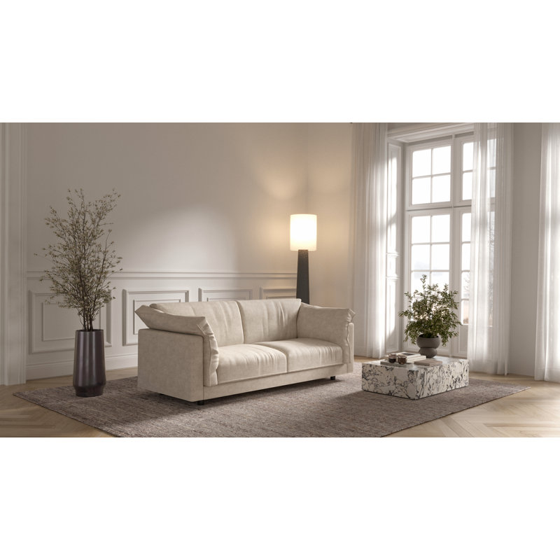 Alazae 3 Seater Chenille Sofa, Ivory