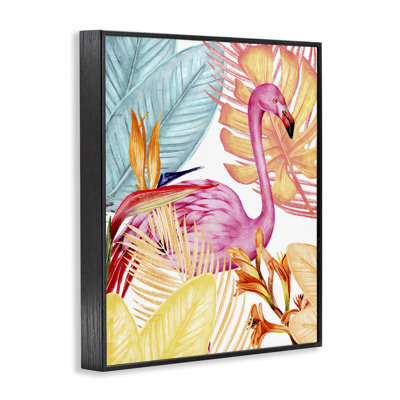Flamingo & Tropical Flora Framed Giclee Art, design by Kim Allen