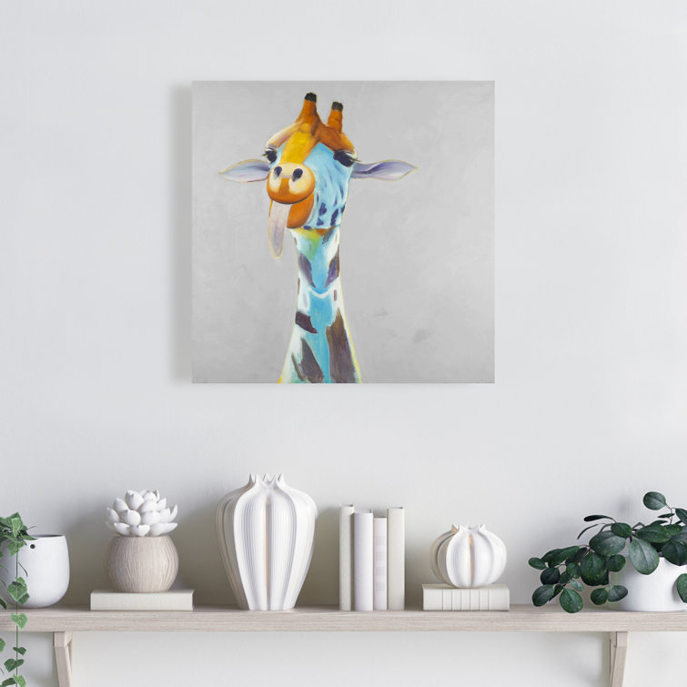 Begin Edition International Inc. Funny Giraffe On Canvas Painting | Wayfair