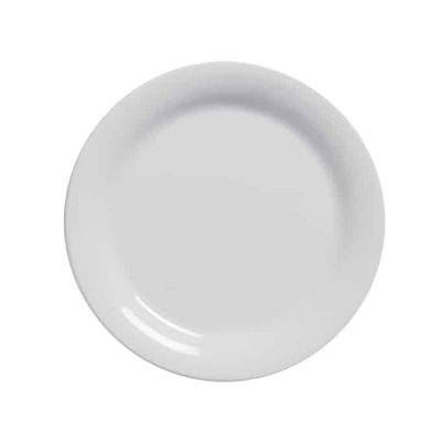 PLATE, MEL, WHITE, WIDE RIM, 6-1/2" DIA.