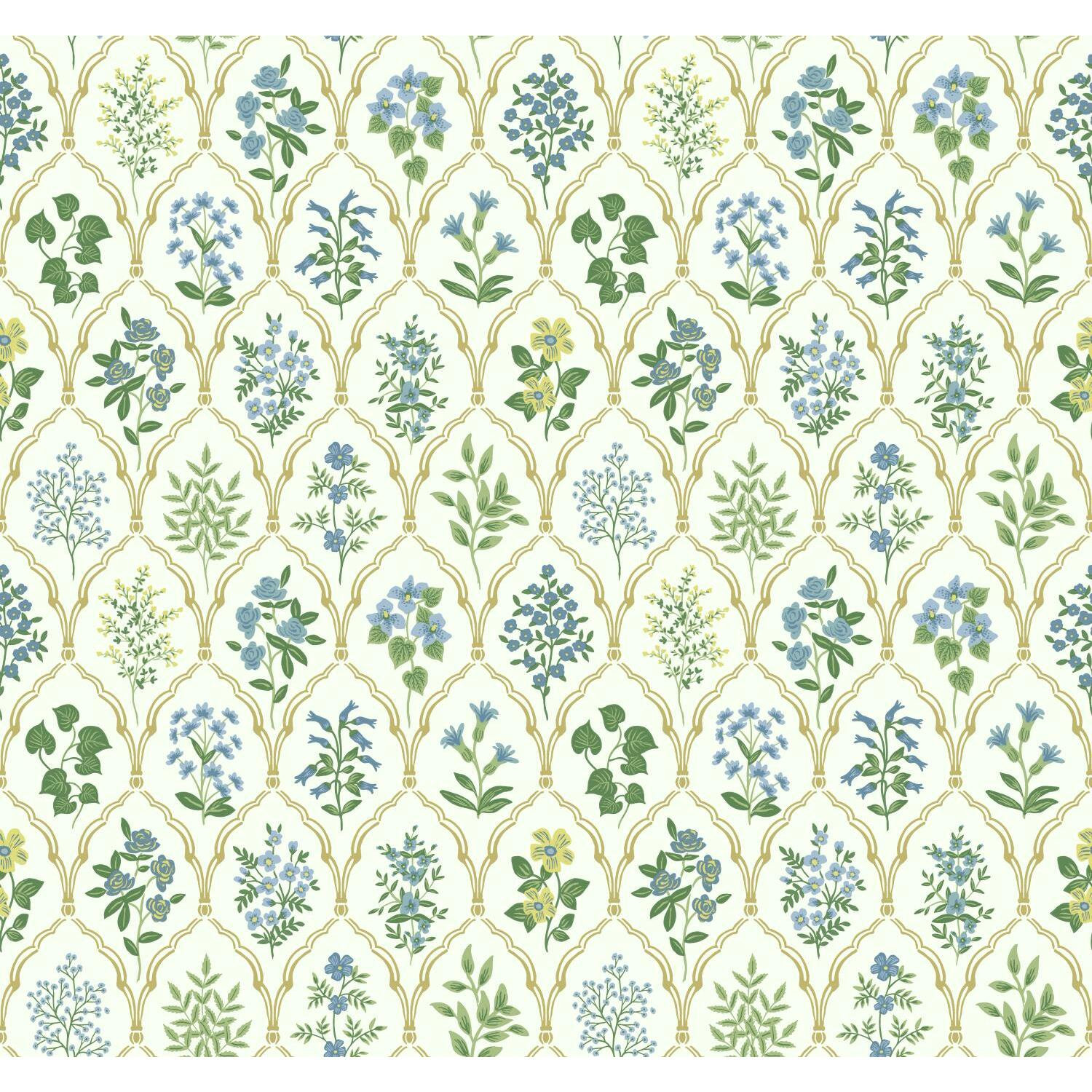 Hawthorne Wallpaper Roll, Blue/Green