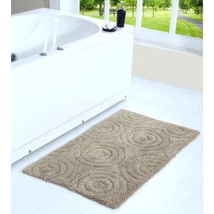 Superior Cotton 2-Piece Solid Checkered Non-Slip Bath Rug Set ,Taupe