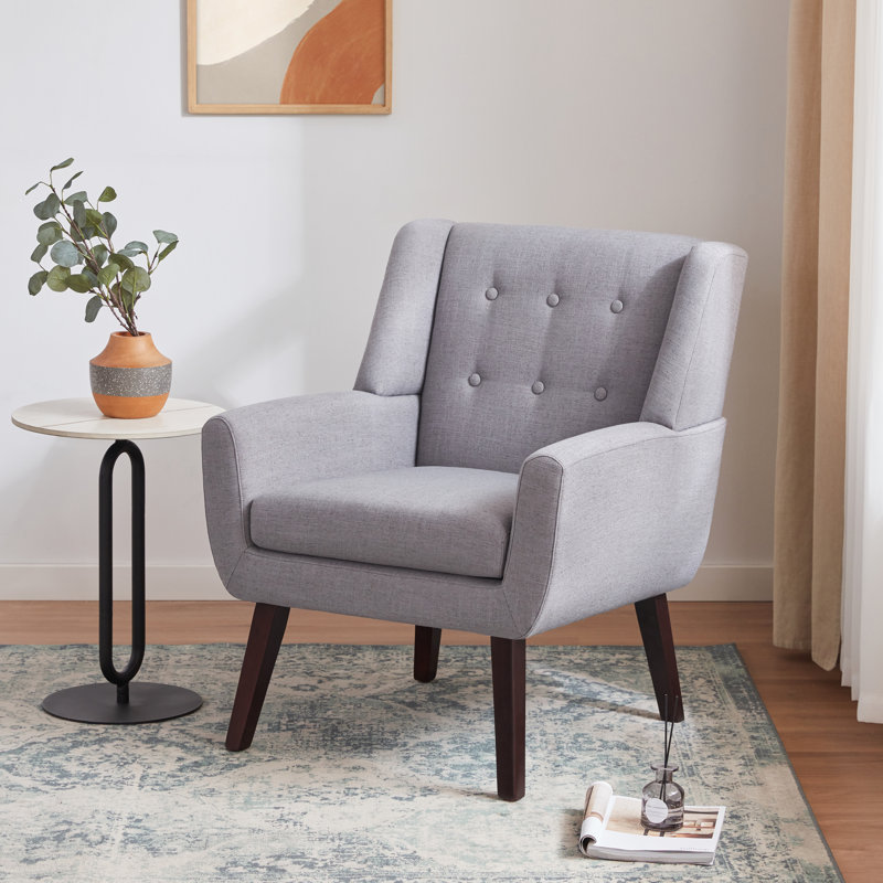 Halcott 29.2'' Wide Tufted Armchair, Light Grey Linen Blend