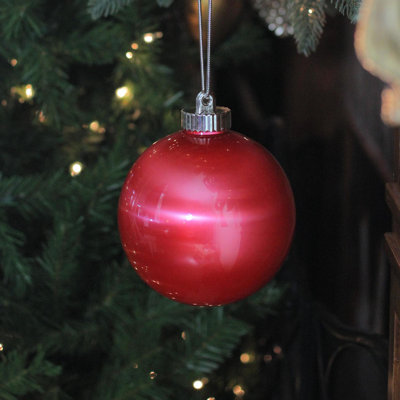 Red LED Lighted Battery Operated Shatterproof Christmas Ball Ornament