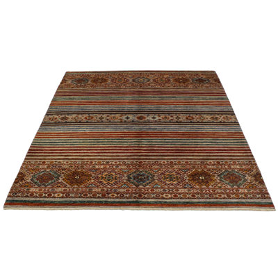 6x8 Multicolor and Red Tribal Rug