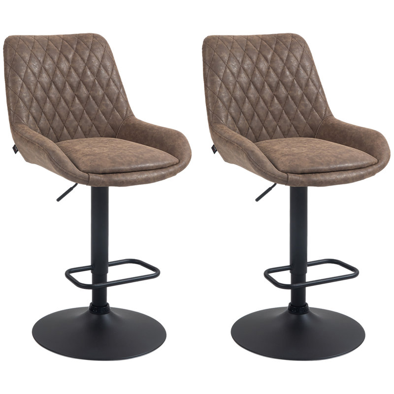 Barasinga Swivel Upholstered Adjustable Height Counter Stool, Brown