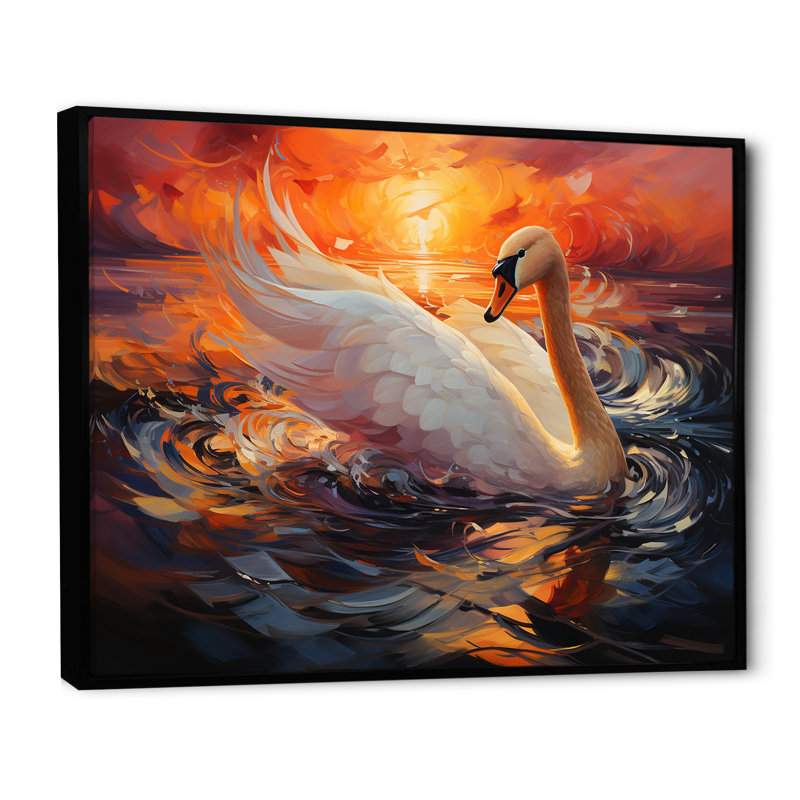 «Swans Odyssey Beauty» sur toile, Cadre flottant noir, H 30 po x l 40 po x P 1,5 po
