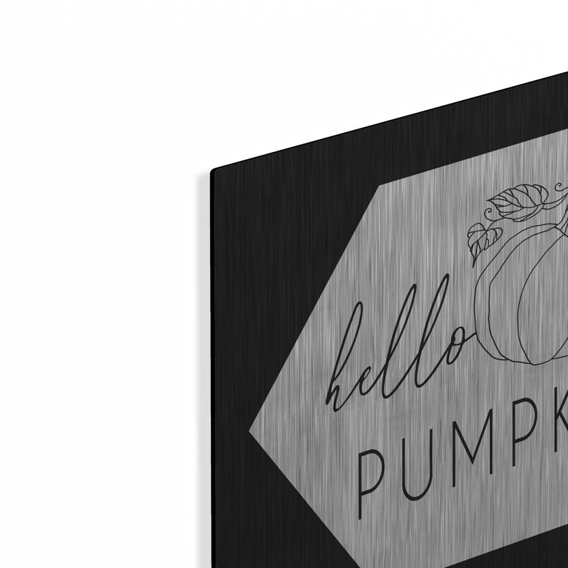 Luxe métal Art «Hello Pumpkin Hexagon» par Cindy Ja «Hello Pumpkin Hexagon» par Cindy Jacobs, H 12 po x l 12 po