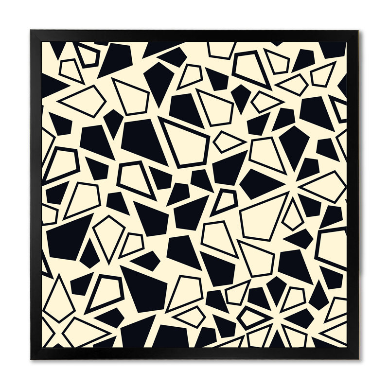 «Black and Yellow Abstract Geometrics», impression sur toile, H 30 po x l 30 po, Cadre noir