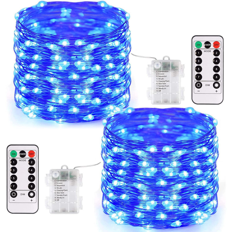 Schlitz 67.2' LED Battery Powered 200 - Bulb Rope Lights String Light, Blue