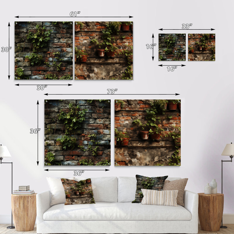 Urban Oasis - Ensemble de 2 verres muraux abstraits en acrylique, H 36 po x l 73 po