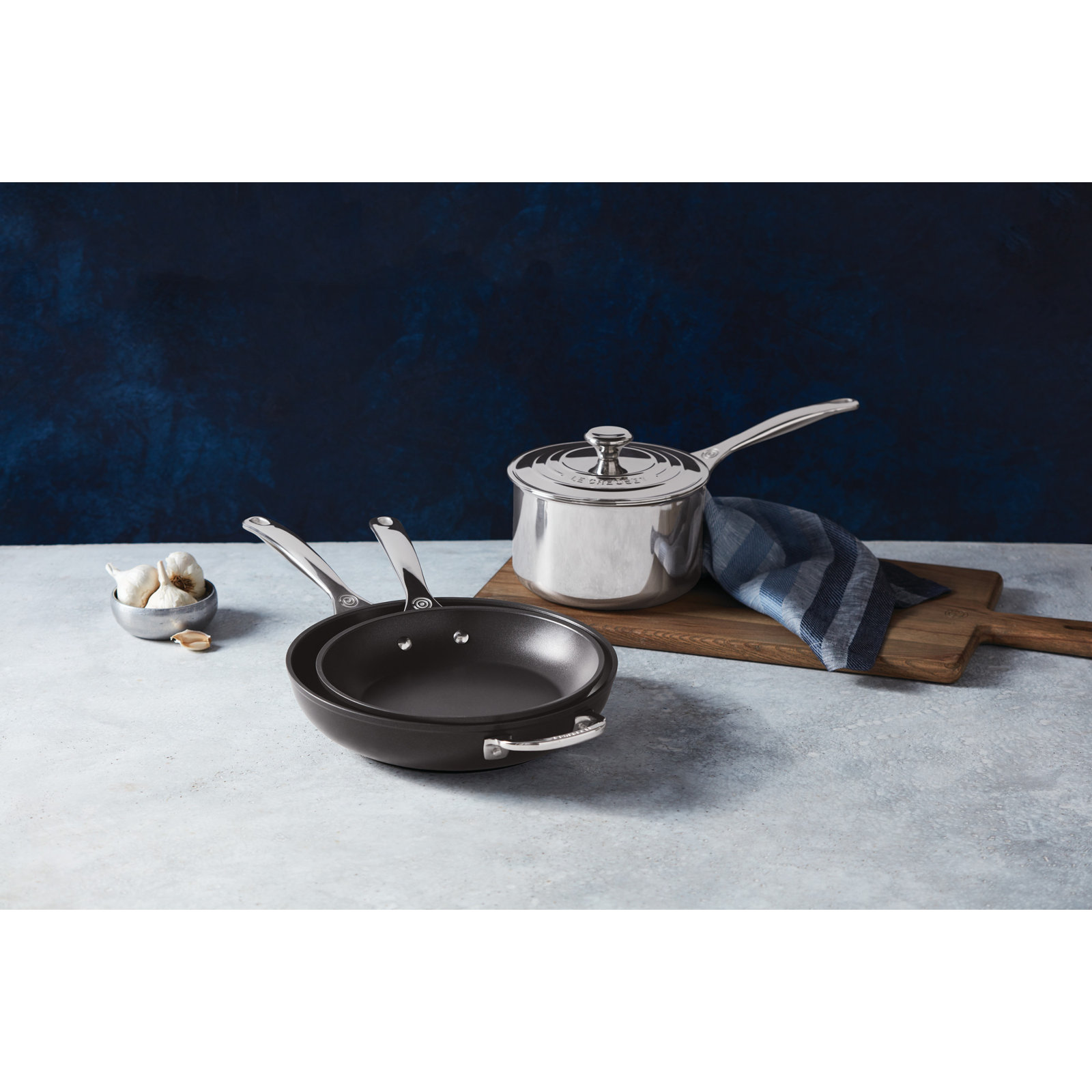 Le Creuset Stainless Steel Saucepan with Lid, 3 qt.